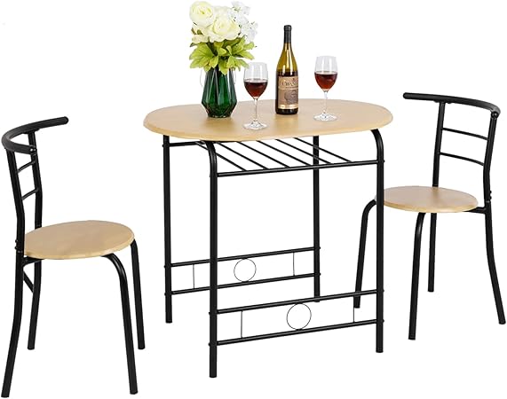 3 Piece Dining Set,Small Kitchen Table Set for 2,Breakfast Table Set for 2