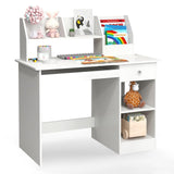 Kids Study Desk, Children Wooden Computer Desk with Hutch, Bookshelf, Keyboard Tray