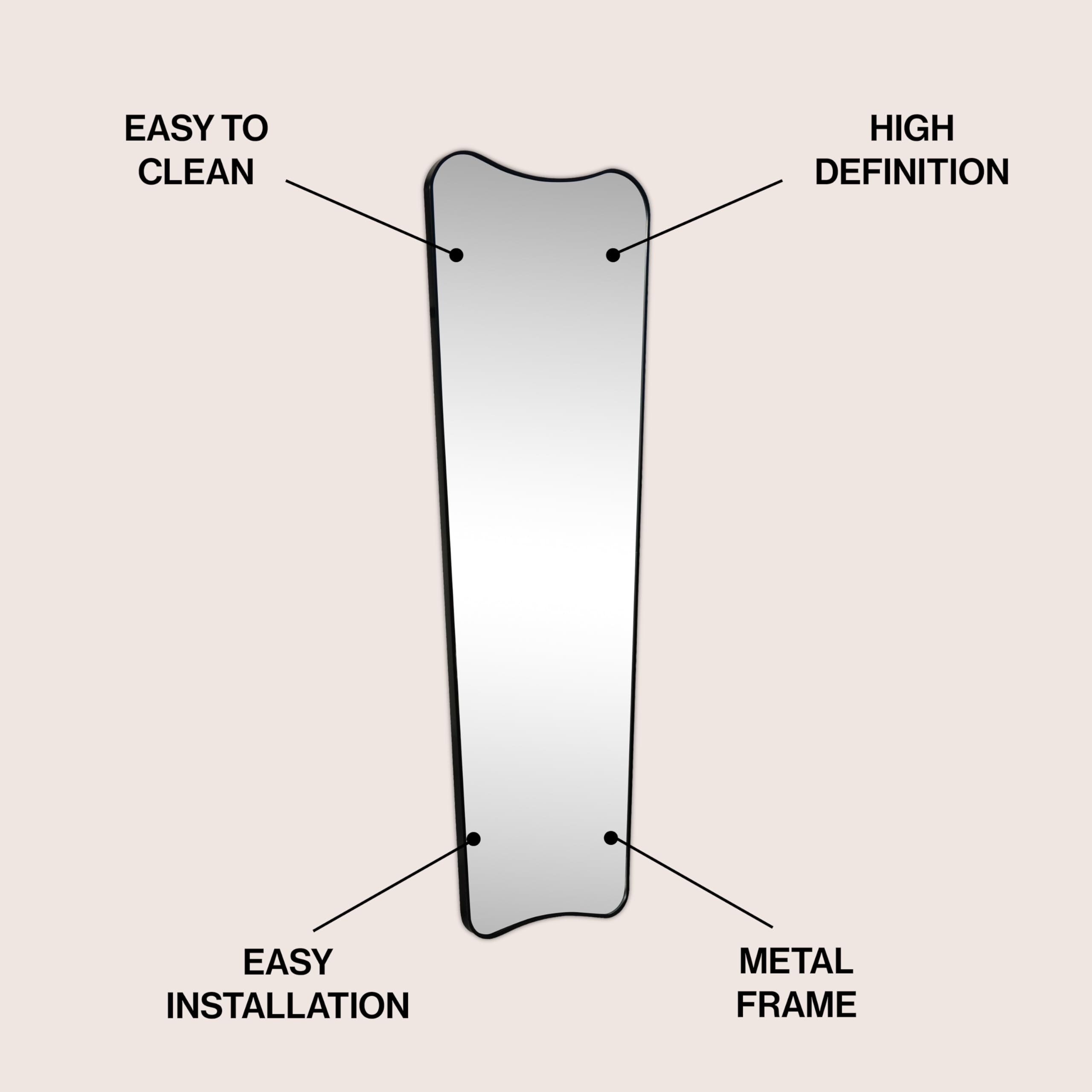 Alfie Full-Length Wall Mirror - 20" x 59" Black Metal Frame