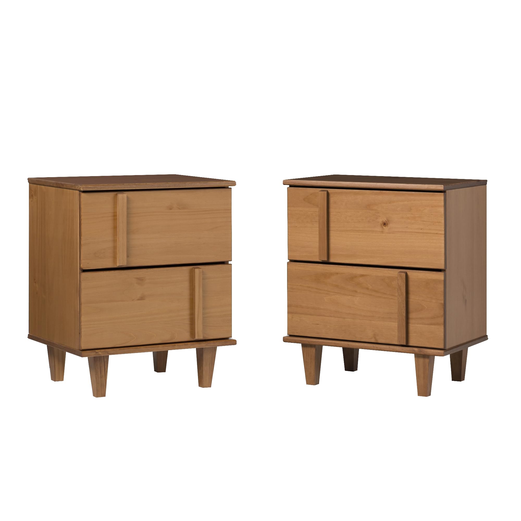 2-Piece Detailed Drawer Solid Wood Nightstands