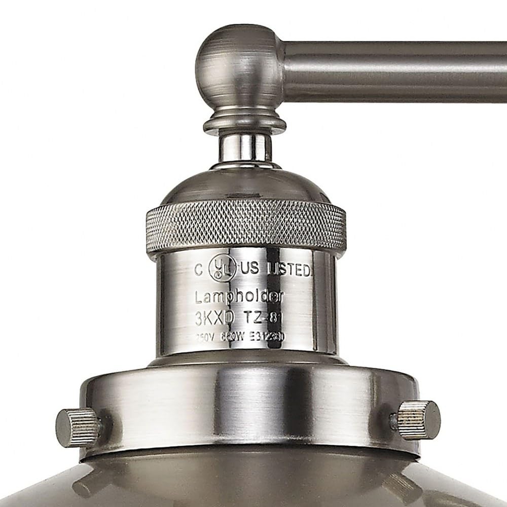 Elk Home English Pub Vanity Light - 2-Light in Satin Nickel Finish, with Satin Nickel Metal Shade, Transitional Style