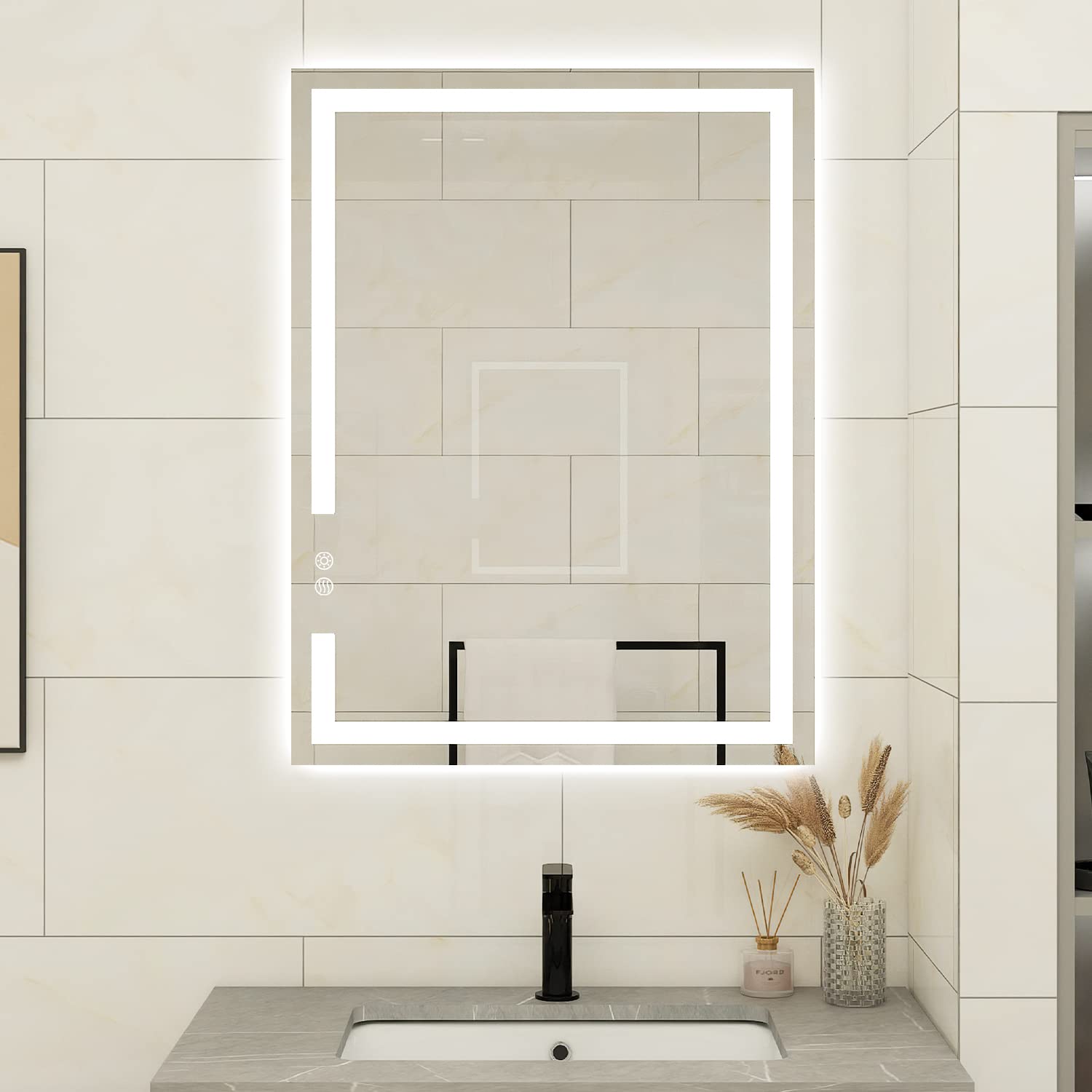 LED Bathroom Vanity Mirror, 3 Colors Light Dimmable, Wall Mounted Lighted