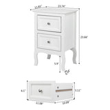 White Nightstand Set of 2, Nightstands with 2 Drawers, Bed Side Table/Night Stand, Small Nightstand for Bedroom, Small Spaces