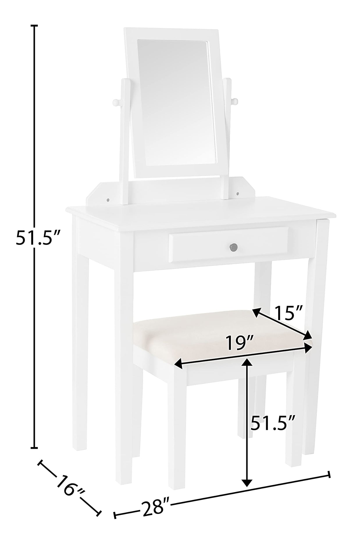 Vanity Set, One Mirror, White