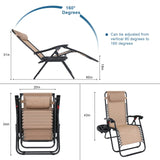 Zero Gravity Adjustable Reclining Patio Chair Lounge Chair with Removable Pillow