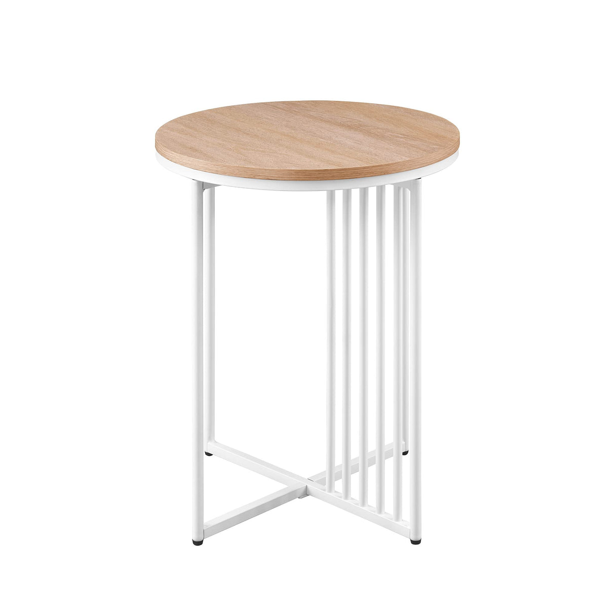 Shae Modern Minimalist Round Side Table, 18Inch, Coastal Oak