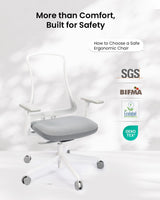 Ergonomic Office Chair with Foam Cushion & Adjustable Armrests - White