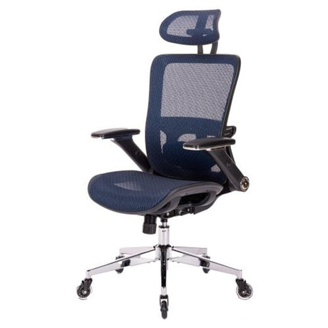 Blue Ergonomic Mesh Office Chair, High Back - Adjustable Headrest with Flip-Up Arms,