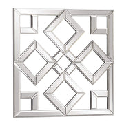 Moira Wall Mounted Interlocking Square Mirror with Geometric Shapes, Contemporary Decorative Bevelled Accent Piece for Entryway, Bathroom, Bedroom or Living Room, 20" x 20", Silver