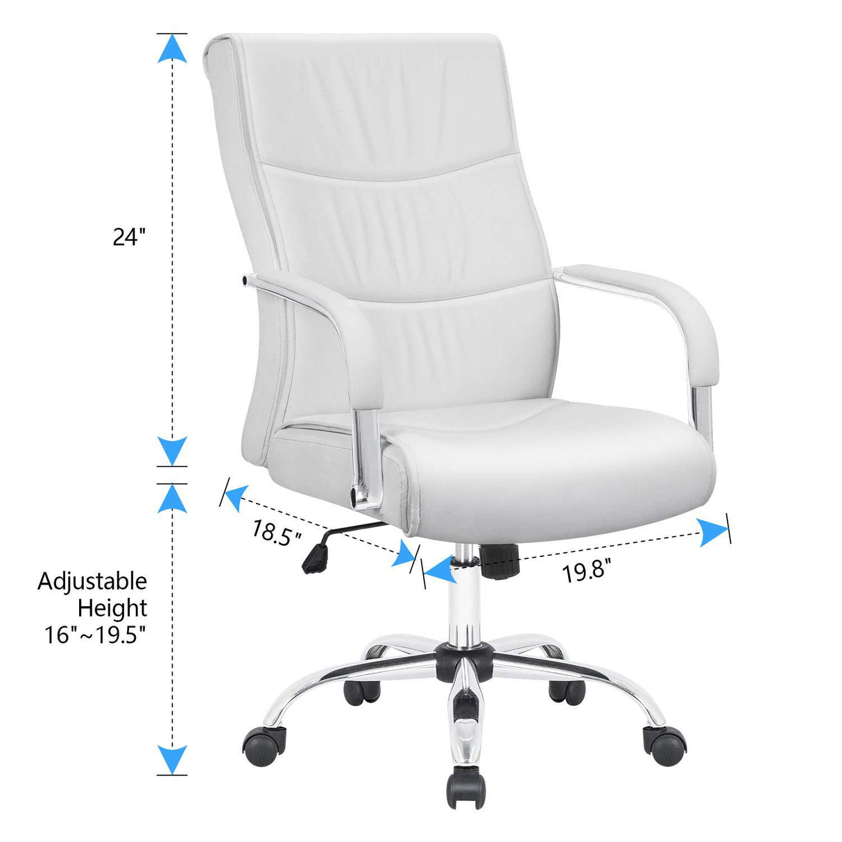 High Back Office Desk Chair Conference Leather Executive with Padded Armrests,