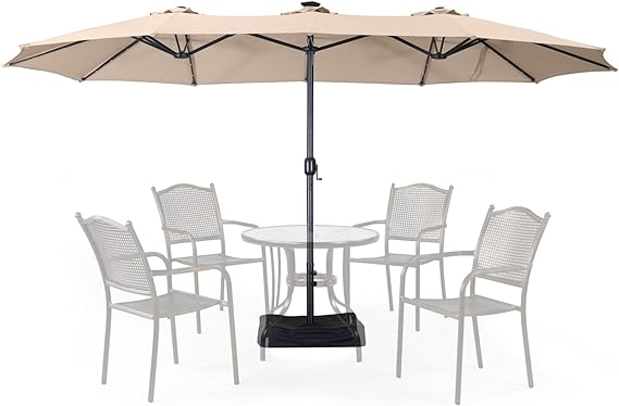 Double Sided Patio Umbrellas with Base Included, Outdoor Large Rectangle Market Umbrella