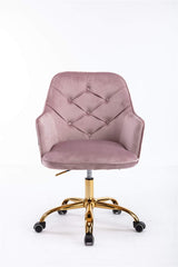 Velvet Swivel Chair, Mid-Century Leisure Arm Chair with Wheel Five Star Base