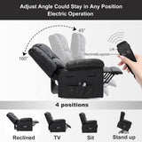 Power Lift Recliner for Elderly, Lift Chair with Heat and Massage，PU Recliner Sofa