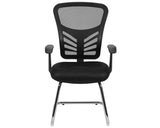 Steve Black Mesh Side Reception Chair with Chrome Sled Base