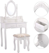 Dressing Table Stool Set w/ 4 Drawers