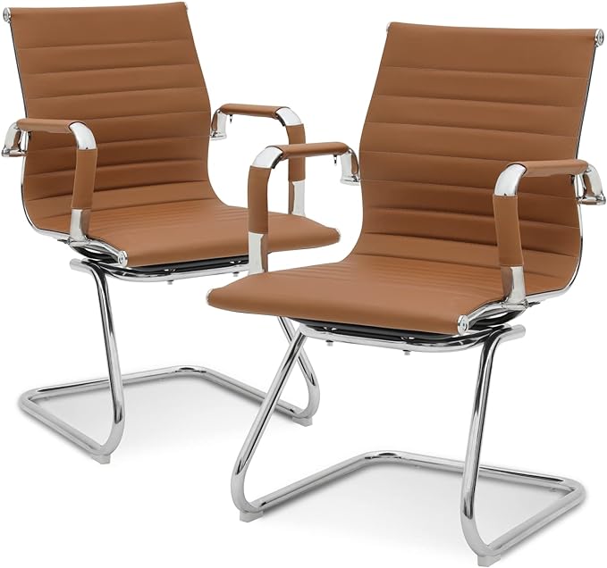 PU Leather Office Guest Chair for Waiting Room, Mid Back Chairs