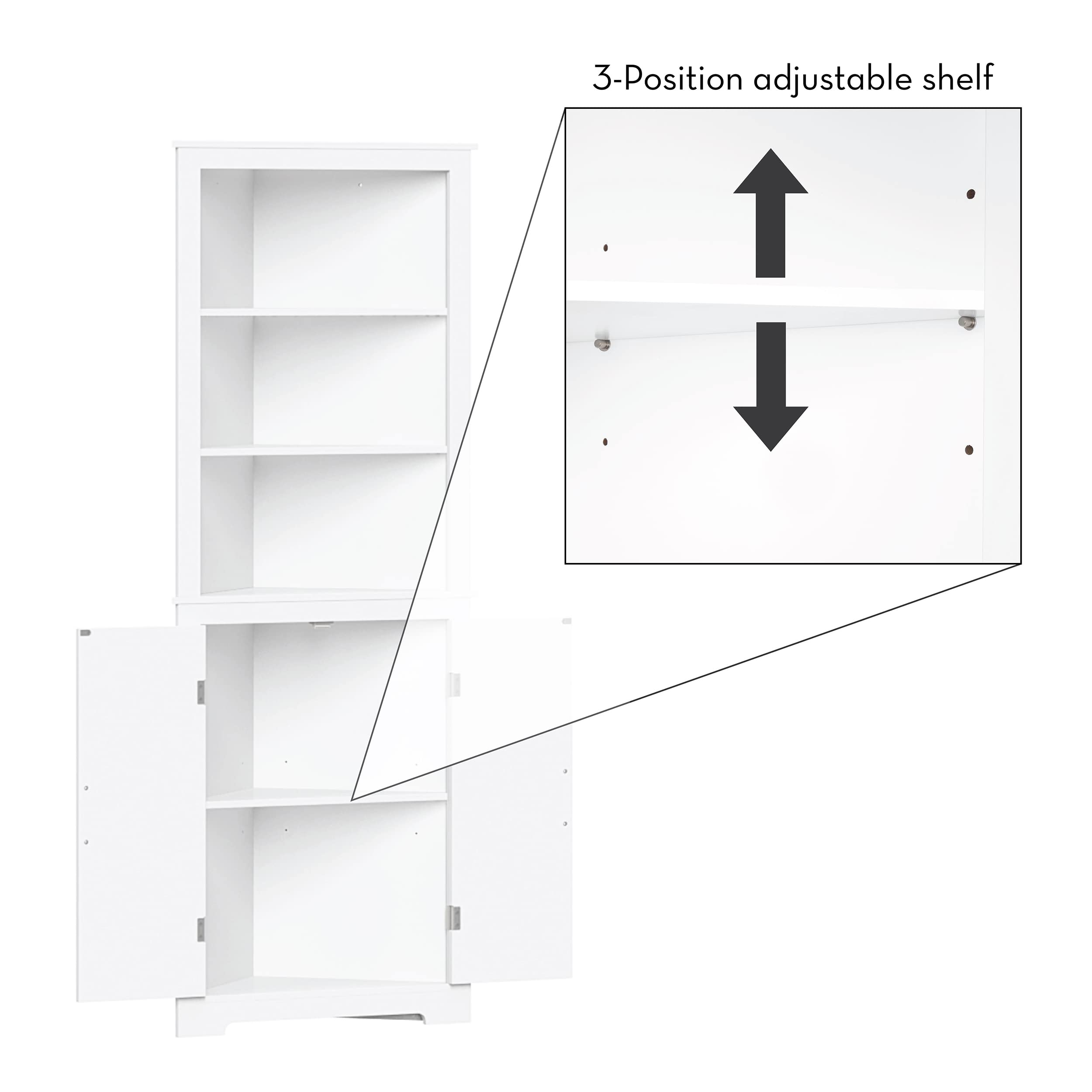 White Monroe Tall Corner Cabinet