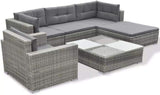6 Pcs Patio Outdoor Conversation Set, All-Weather Poly Rattan Outdoor Furniture Set with TeaTable for Backyard & Garden