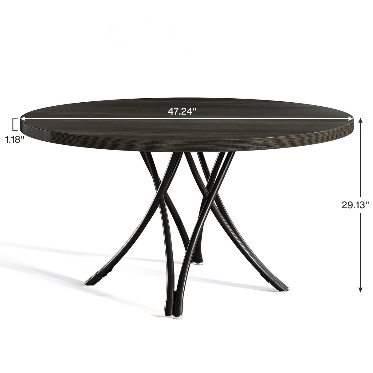 Dining Table for 4, 47-Inch Circle Kitchen Table, Modern Wood Dining Room Table with Sturdy Cross