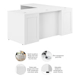 Hampton Heights 72W x 30D Executive L-Shaped Desk in White, Large Computer