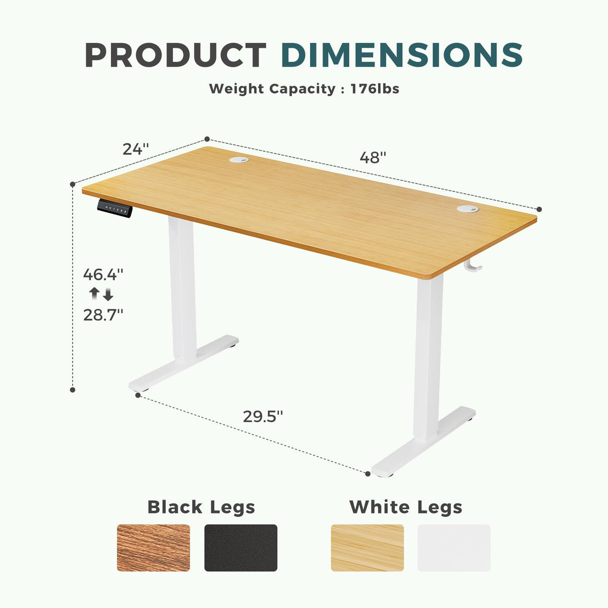 SMUG Standing Desk, 48x24 Inch Ergonomic Adjustable Height Electric Sit Stand Up Down Computer Table with Whole-Piece Desktop Board, Computer Workstation for Home Office, Natural(2 Packages)