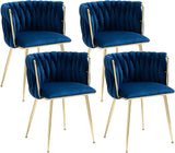 Velvet Dining Chairs Set of 4, Modern Upholstered Dining Chairs with Gold Metal Legs for