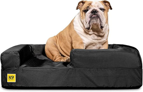 Tough Rip-Stop 3.5 Bolster Orthopedic Dog Bed (Size M, Two-Tone Gray Velvet)