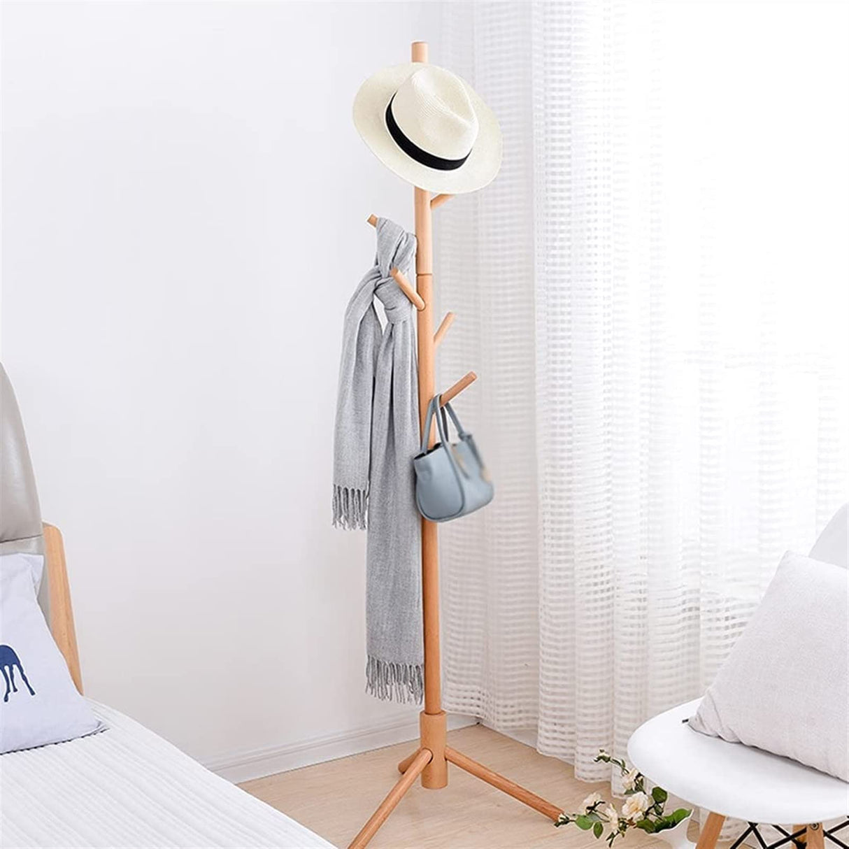 Organizer Rack Coat Rack Household Three-Legged Floor-Standing Coat Shelf Modern Creative Tree-Shaped Single-Pole Coat Stand Bedroom Living Room