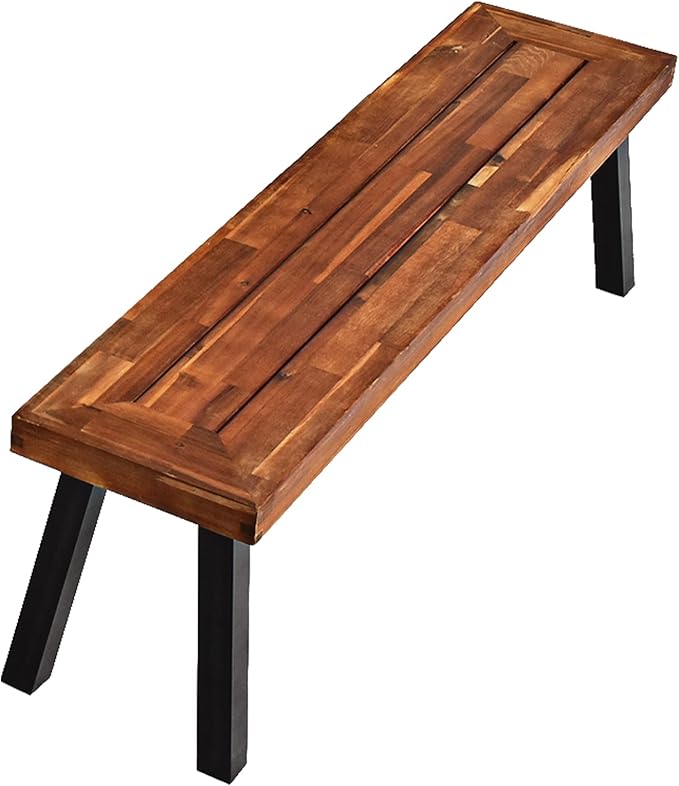 2 Pieces Outdoor Acacia Wood Bench, Patio Dining Bench