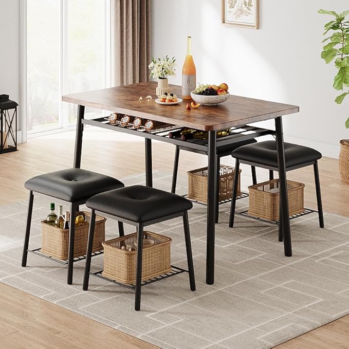 Piece Dining Table Set, Modern Kitchen Table Set for 4, Dining Table and Chairs for 4