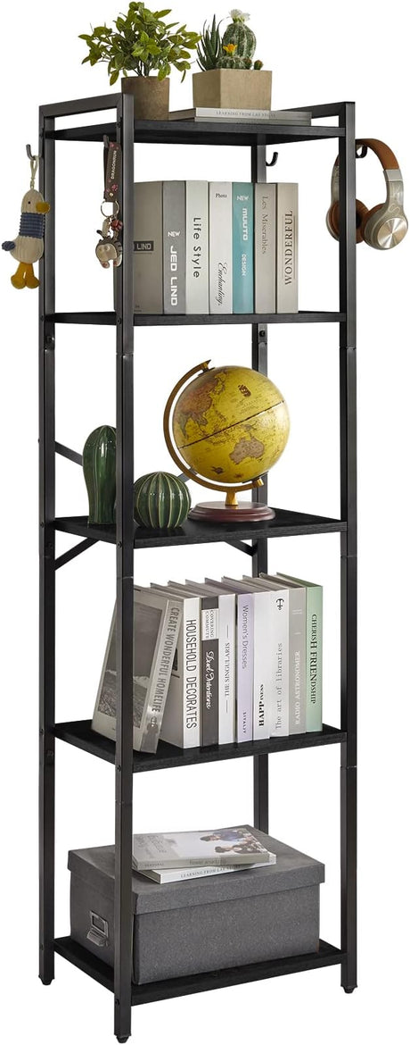 3 Tiers Bookcase, Industrial Metal Bookshelf with Side Fence, Storage Organizer for Living Room, Home Office, Bedroom, Display Racks, Sofa Side Table, Rustic Brown, 29.5*15.75*11.4" UHST008H