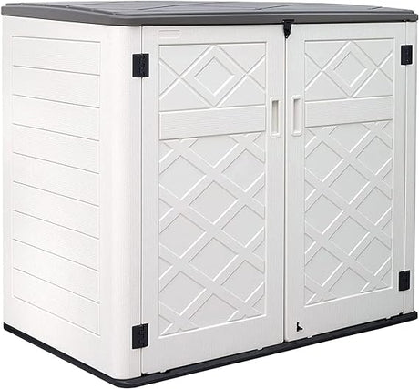 Outdoor Storage Cabinet Waterproof, Resin Vertical Outdoor Storage Shed