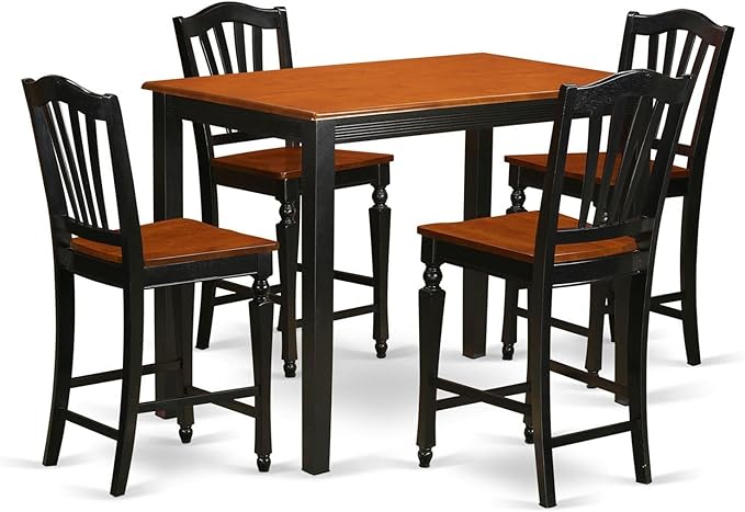 YACH5-BLK-W 5 Piece Counter Height Set Includes a Rectangle Kitchen Table and 4 Dining Room Chairs,