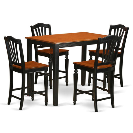 YACH5-BLK-W 5 Piece Counter Height Set Includes a Rectangle Kitchen Table and 4 Dining Room Chairs,