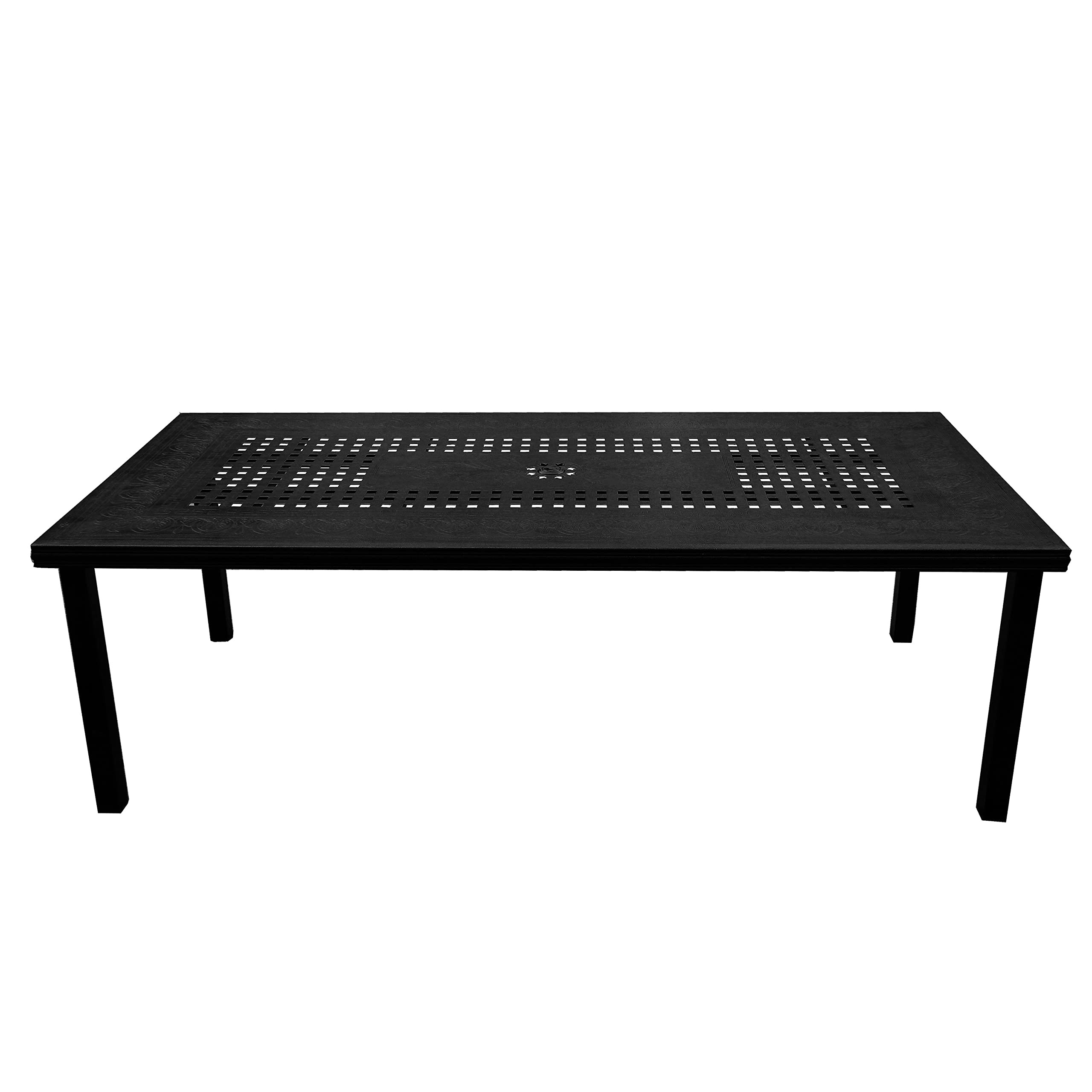 Modern Outdoor Mesh Lattice Aluminum 95-in Black Large Eight Arm Chairs Rectangular