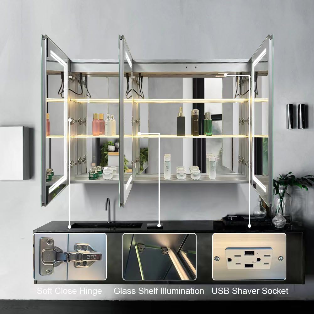 High-End Led Medicine Cabinet,Lighted Medicine Cabinet,3 Colors&Dimmable