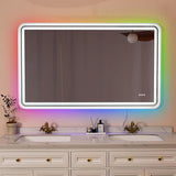 60 x 36 LED Bathroom Mirror RGB Backlit, Lighted Bathroom Mirror for Wall WRGB Backlit