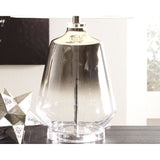 Signature Design by Ashley Jaslyn Ombre 28" Glass Table Lamp with White Shade, Silver Finish