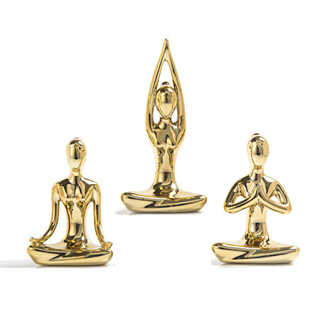 Lot of 3 Meditation Yoga Pose Statue Figurine Ceramic Yoga Figure Set Decor