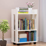 Flexible Bookcases 2 Tiers Bookshelf with Wheels Rolling Bookcase Simple Large Capacity Bookshelves Living Room Bedroom Family Book Rack Perfect Furniture