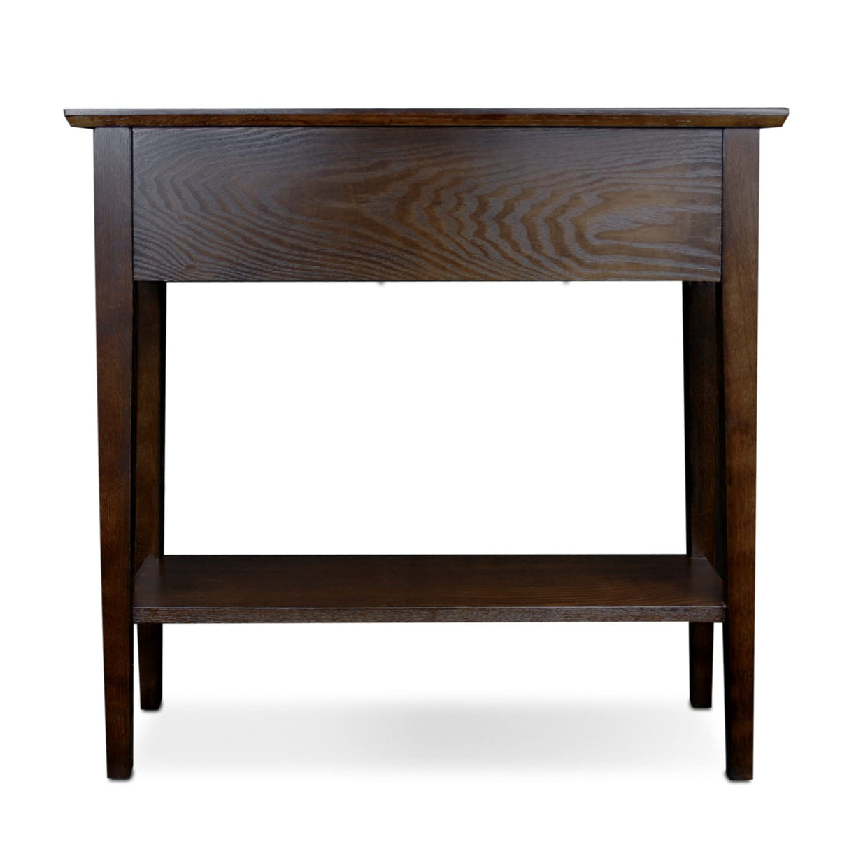 10075-CH Two Drawer Sofa Table Hall Console with Shelf, Chocolate Oak, 11 in x 30