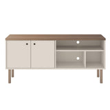 Windsor Modern TV Stand with Media Shelves and Solid Wood Legs, 53.54"