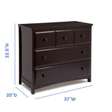 3 Drawer Dresser with Interlocking Drawers, Dark Chocolate