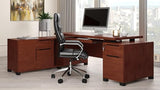 Furniture Modern 79" Ford Executive Desk with Left Return and Filing Cabinets - Light Wood