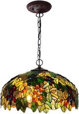 Tiffany Pendant Light Grape Art 20" E26 Stained Glass Pendant Lamp Creative Art Ceiling