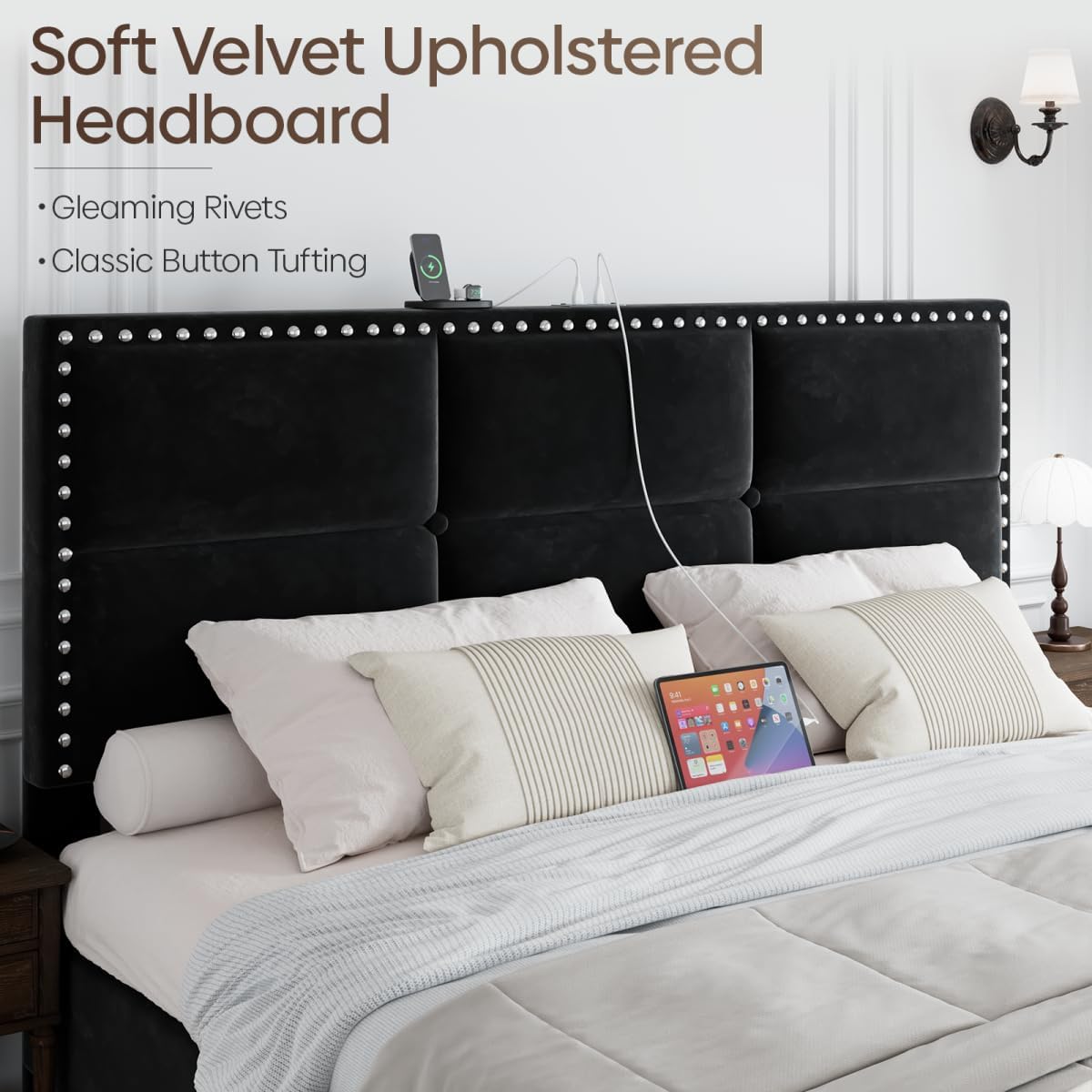 Queen Bed Frame with Storage Drawers and Charging Station