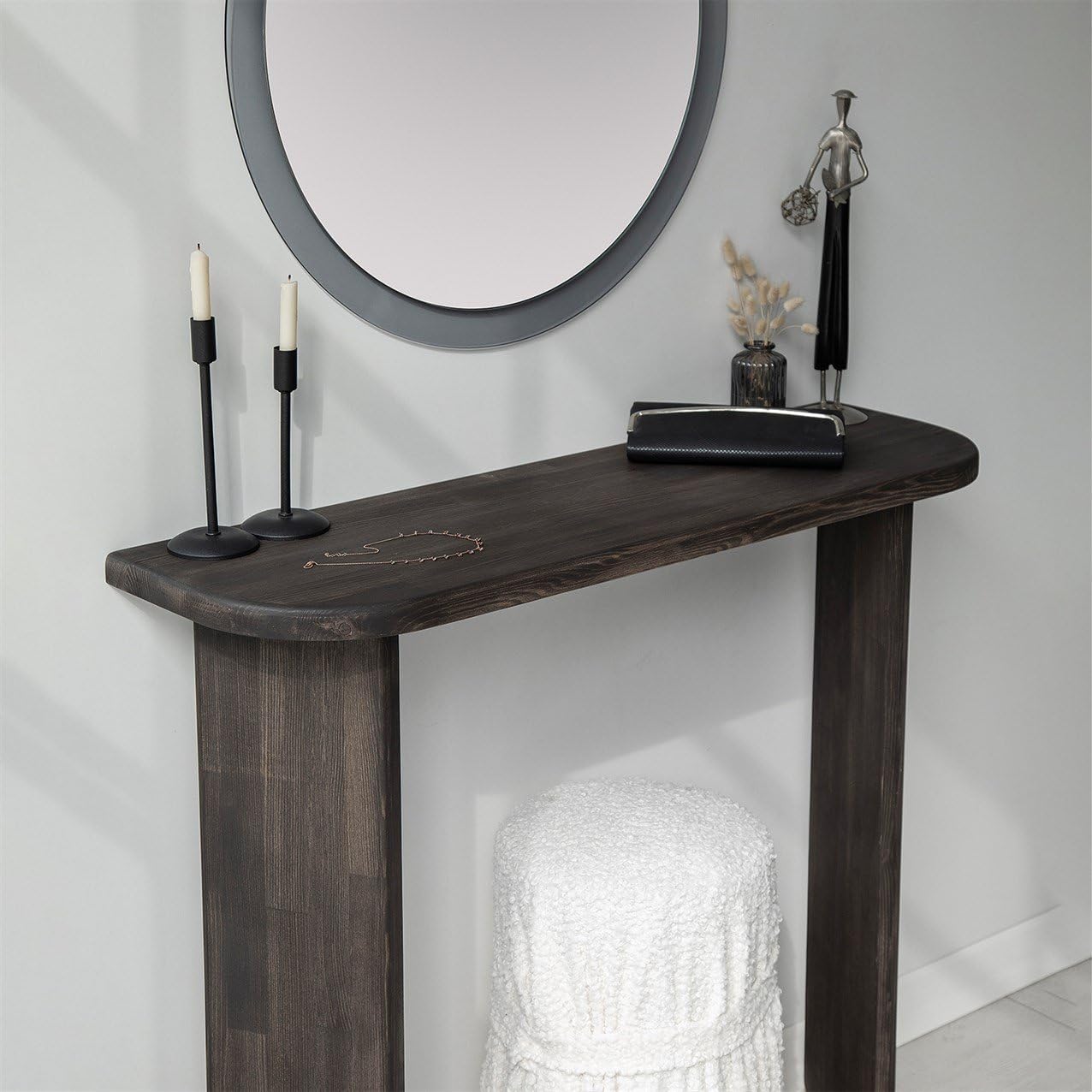 Narrow Solid Wood Entryway Console Table, Modern Black Slim Entry Table, Rustic Small Sofa Table,
