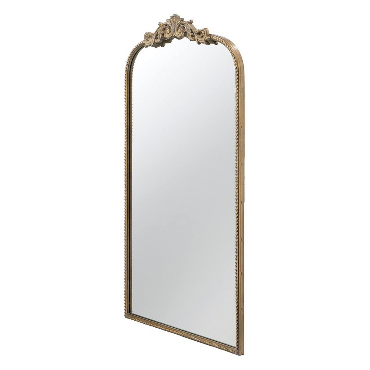 Kea 42 Inch Large Wall Mirror, Curved Metal Frame, Baroque Design,