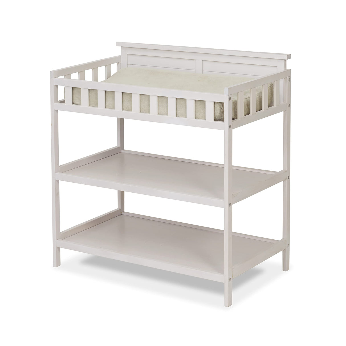 Furniture Farmhouse White Changing Table and Changing Pad, Dressing and Diaper Changing Table