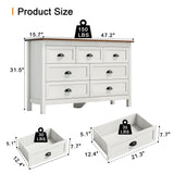 Farmhouse 7 Drawer Dresser for Bedroom, Antique Double Dresser & Chest